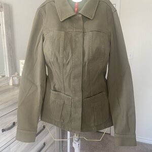 SPANX Khaki Utility Jacket with Front Pockets